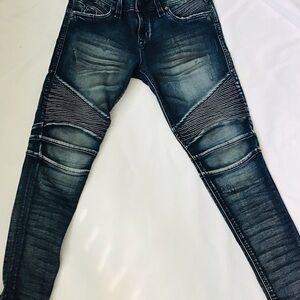 Rock Revival Women's Dark Blue Skinny Moto Jeans